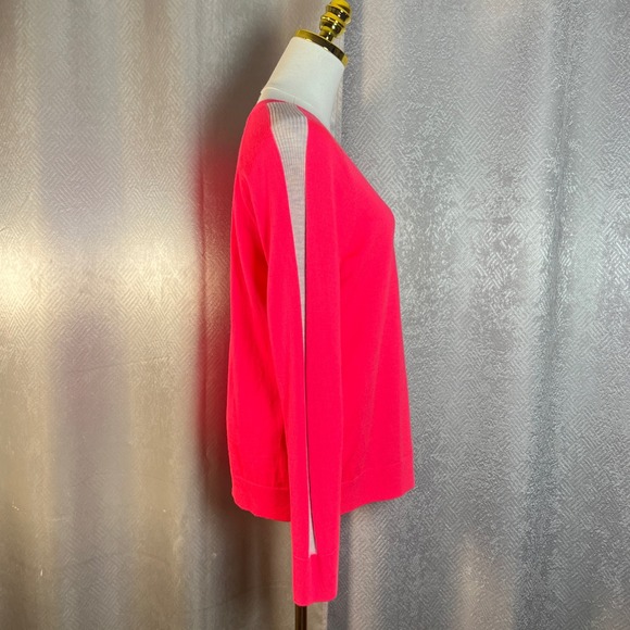 Banana Republic Extra Fine Merino V Neck Sweater Bright Pink Size L - Picture 5 of 11